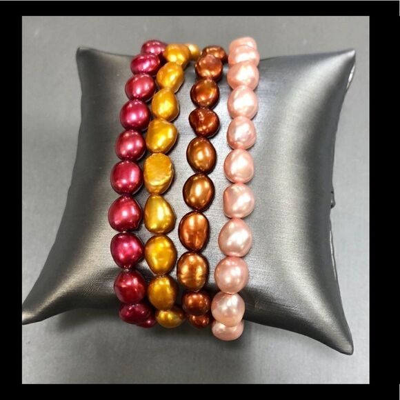 Honora Pearl Multi-color Stretchy Bracelets (Set of 4) - Picture 6 of 6